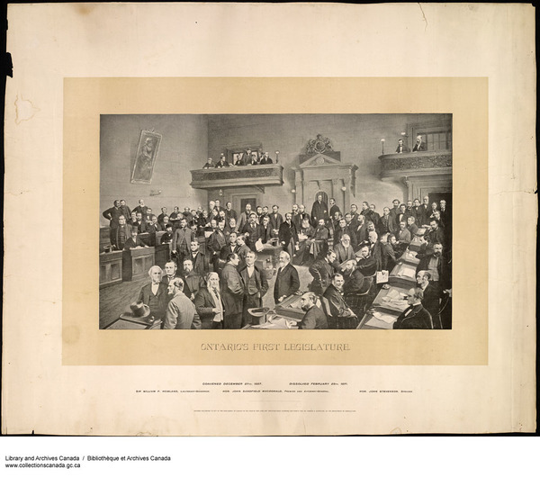 Original title:  MIKAN 3000531 Ontario&#39;s First Legislative Assembly. 1892 [178 KB, 1000 X 884]